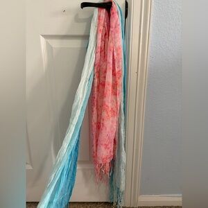 Pink and Blue Floral Scarves